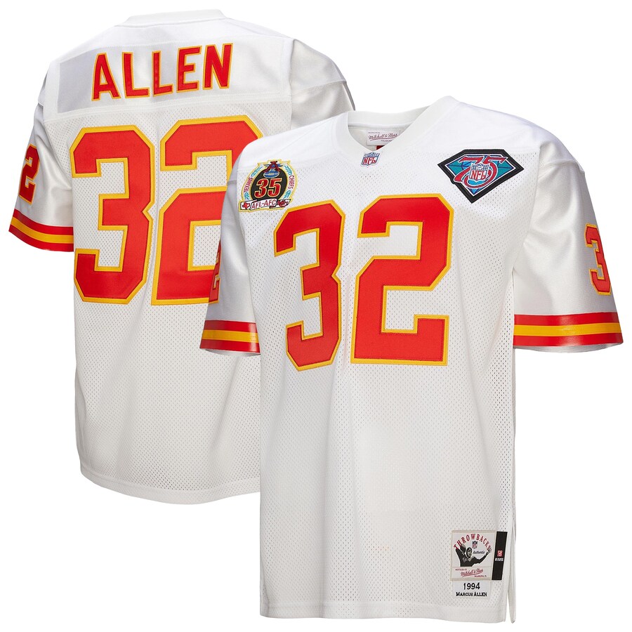 Men's Kansas City Chiefs 1994 Marcus Allen Mitchell & Ness White Authentic Throwback Retired Player Jersey - Ujersey Shop