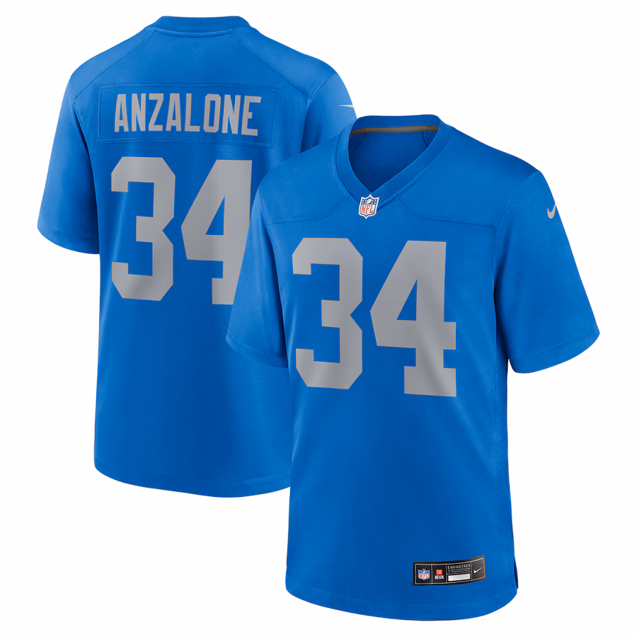 Men's Detroit Lions Alex Anzalone Nike Blue Alternate Game Jersey - Ujersey Shop