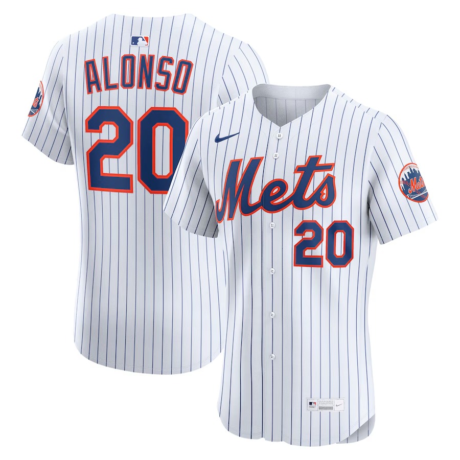 Men's New York Mets Pete Alonso Nike White Home Elite Player Jersey - Ujersey Shop