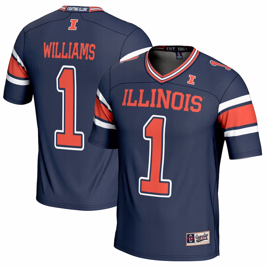 Isaiah Williams Illinois Fighting Illini GameDay Greats NIL Player Football Jersey - Navy - Ujersey Shop