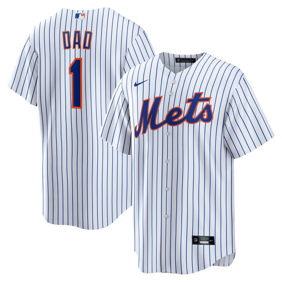 Men's New York Mets Nike White #1 Dad Home Replica Jersey - Ujersey Shop
