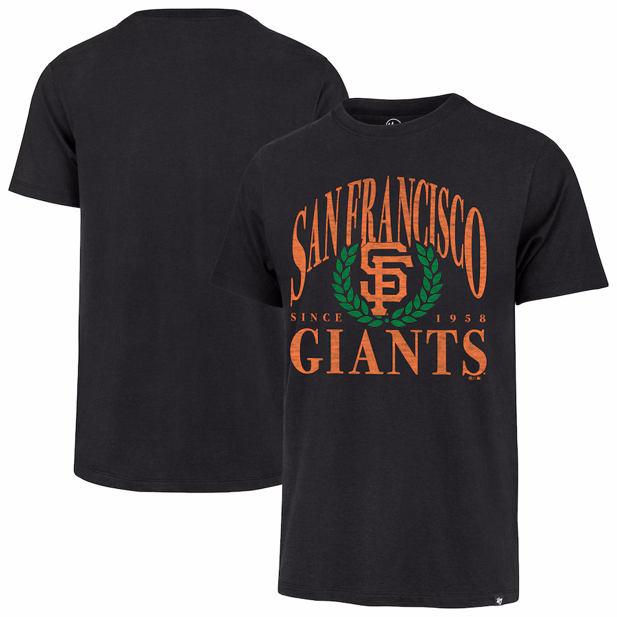 Men's San Francisco Giants '47 Black Pitchout Franklin T-Shirt - Ujersey Shop