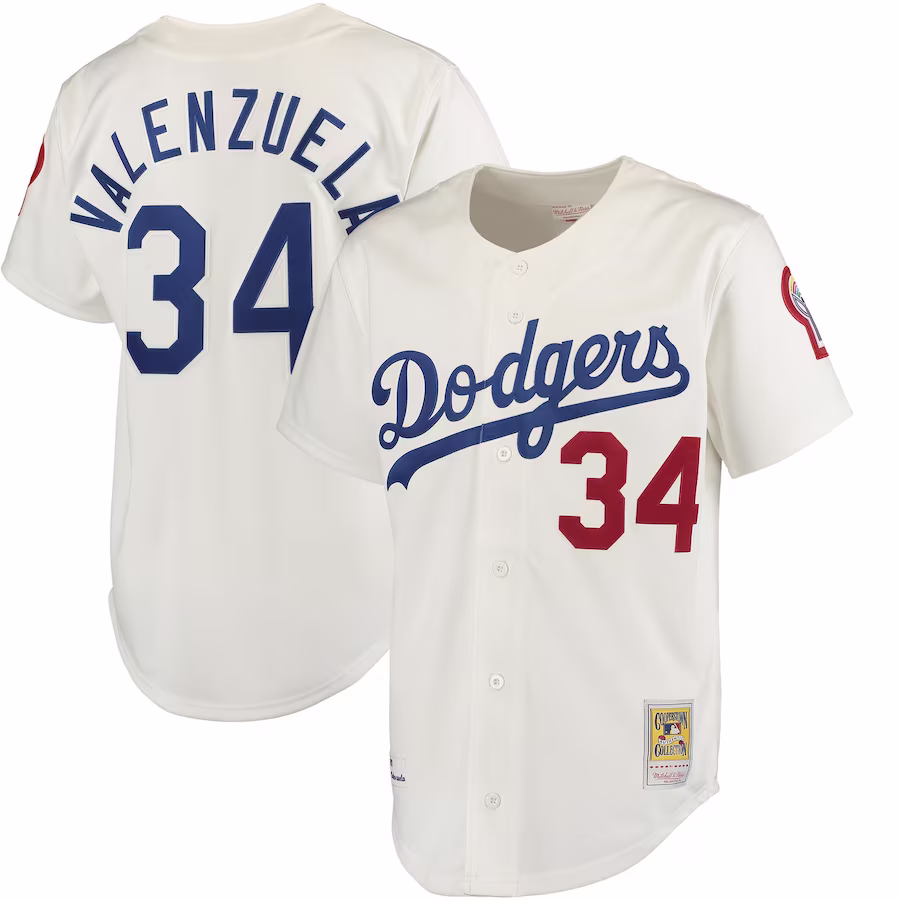 Men's Los Angeles Dodgers Fernando Valenzuela Mitchell & Ness Gray Authentic Jersey - Ujersey Shop