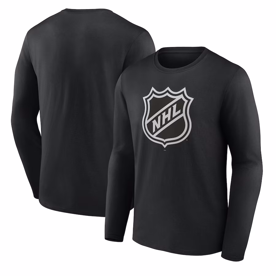 Men's NHL Black Shield Logo Long Sleeve T-Shirt - Ujersey Shop