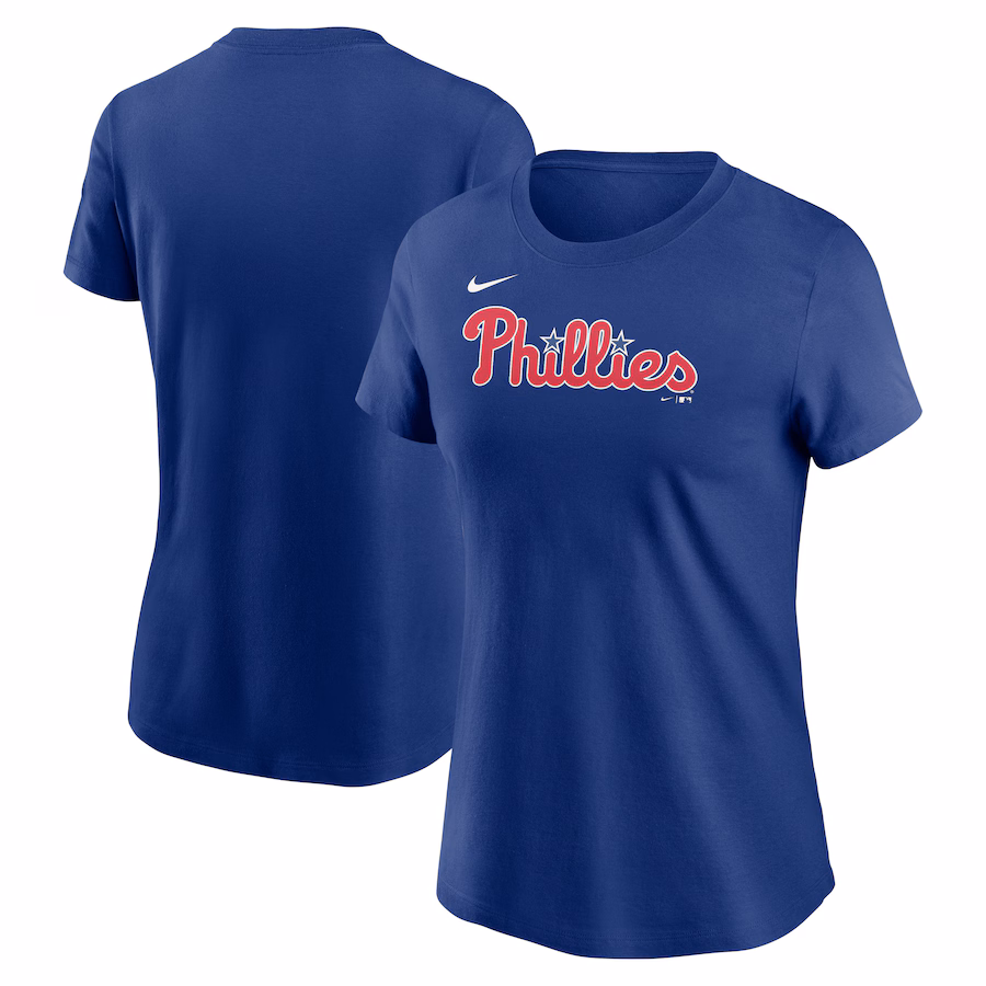 Women's Philadelphia Phillies Nike Royal Fuse Wordmark T-Shirt - Ujersey Shop