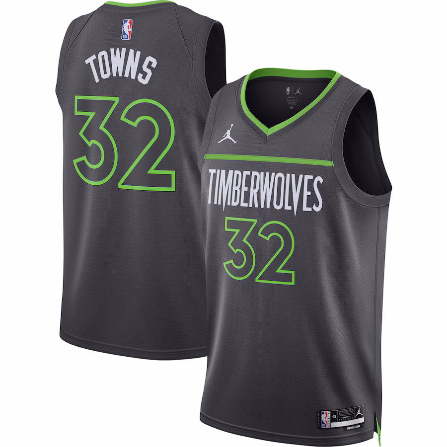 Unisex Minnesota Timberwolves Karl-Anthony Towns Jordan Brand Charcoal Swingman Jersey - Statement Edition - Ujersey Shop