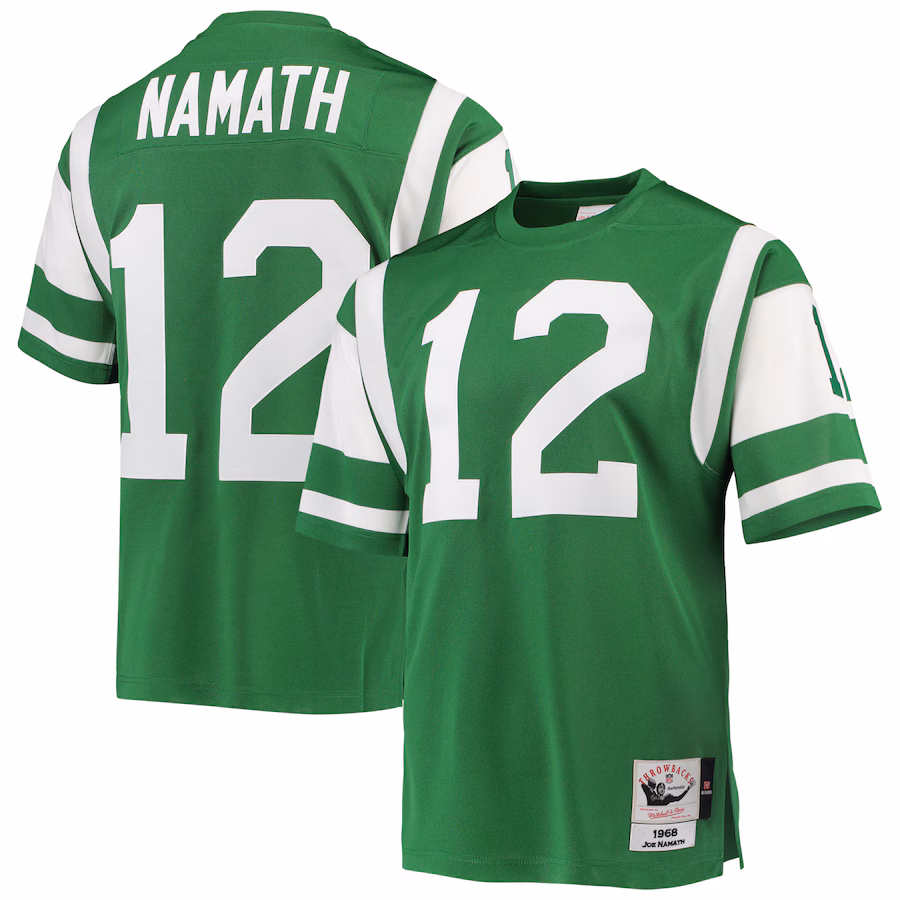 Men's New York Jets 1968 Joe Namath Mitchell & Ness Green Authentic Throwback Retired Player Jersey - Ujersey Shop