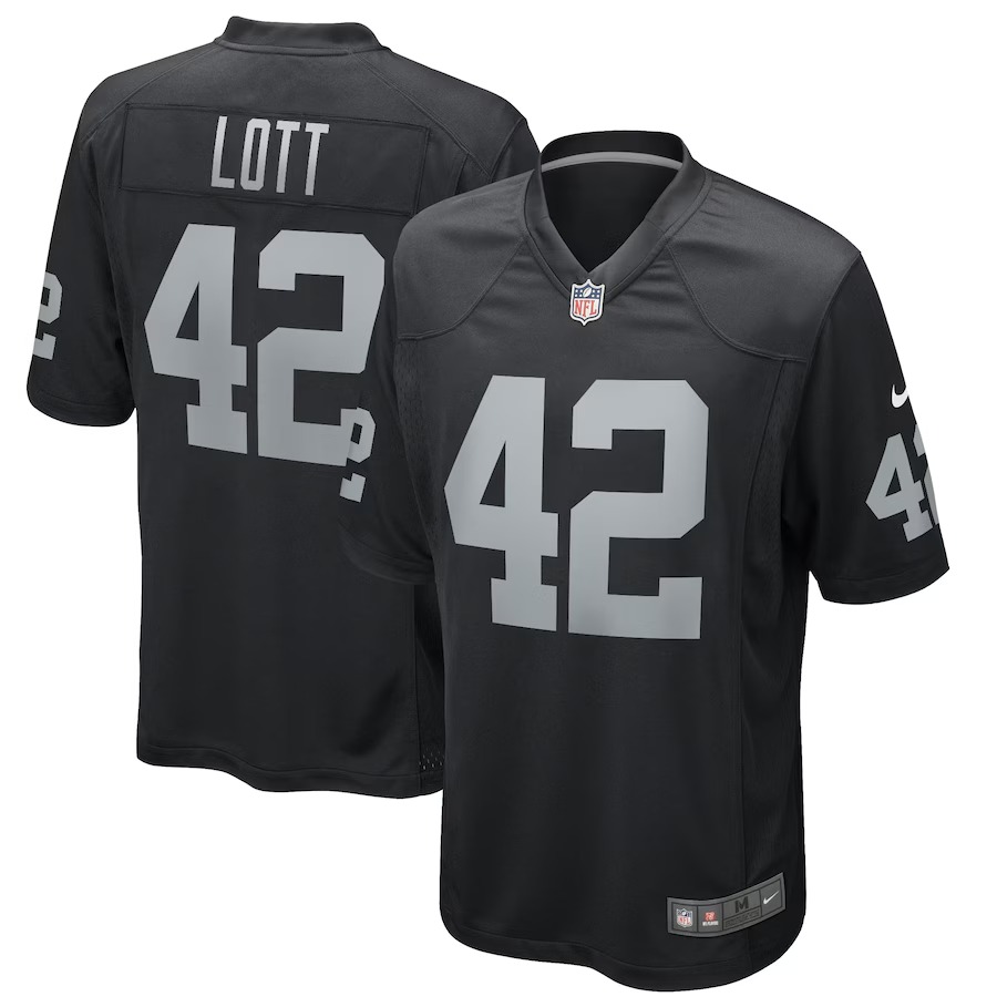 Men's Las Vegas Raiders Ronnie Lott Nike Black Game Retired Player Jersey - Ujersey Shop
