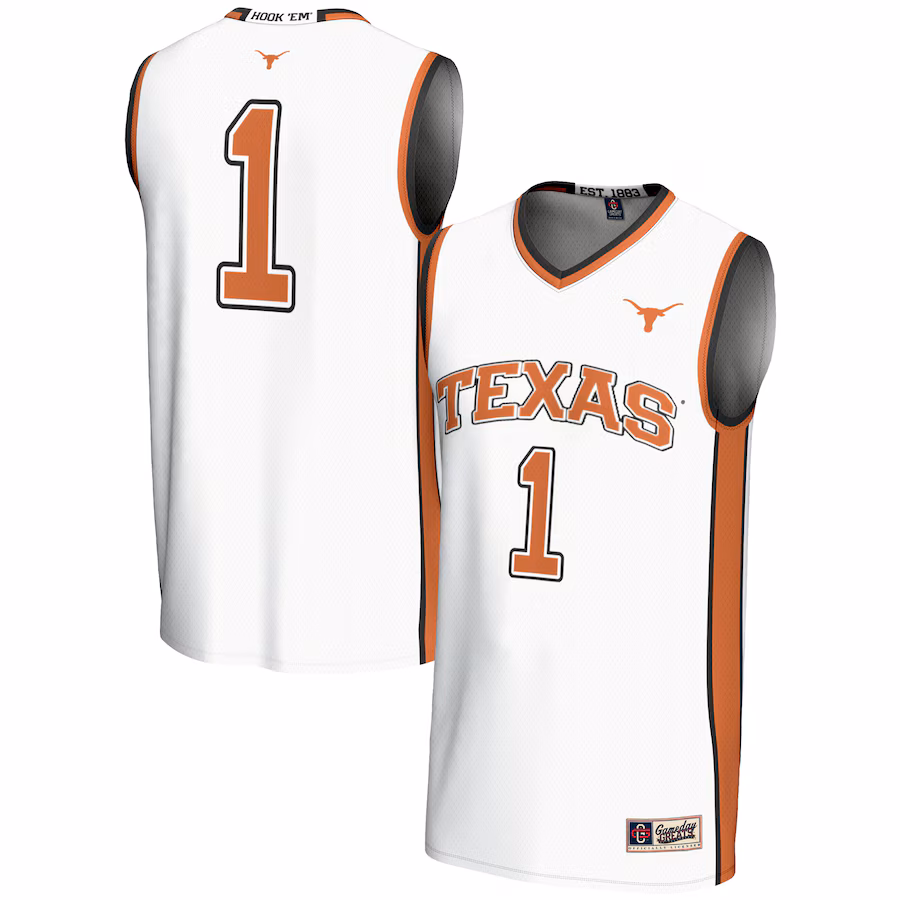 Youth GameDay Greats  White #1 Texas Longhorns Lightweight Replica Basketball Jersey - Ujersey Shop