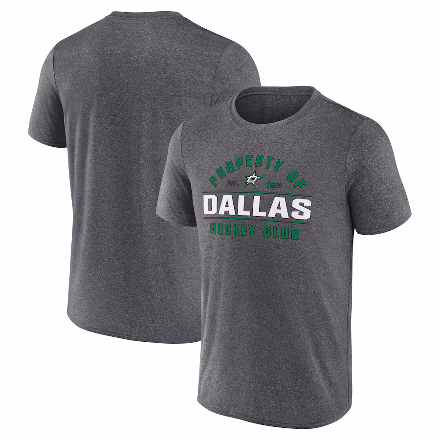Men's Dallas Stars Fanatics Heather Charcoal Property Of T-Shirt - Ujersey Shop