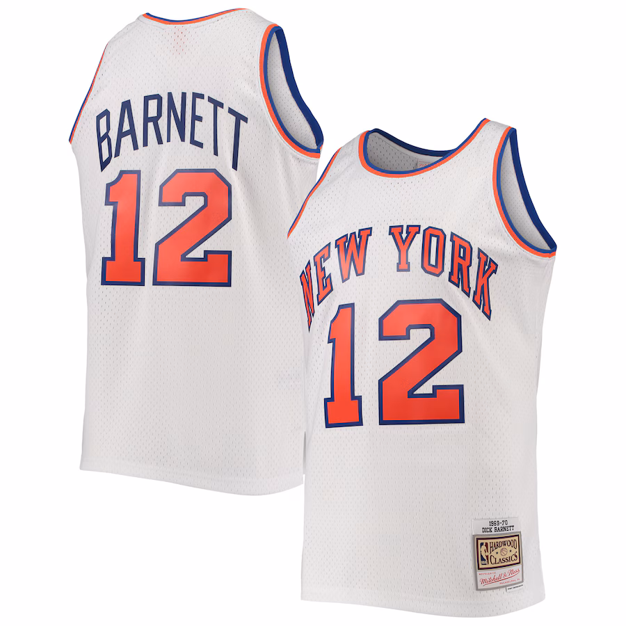 Men's New York Knicks Dick Barnett Mitchell & Ness White 1969/70 Hardwood Classics Swingman Jersey - Ujersey Shop