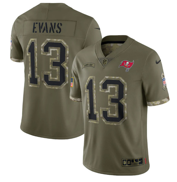 Men's Tampa Bay Buccaneers #13 Mike Evans 2022 Olive Salute To Service Limited Stitched Jersey - Ujersey Shop