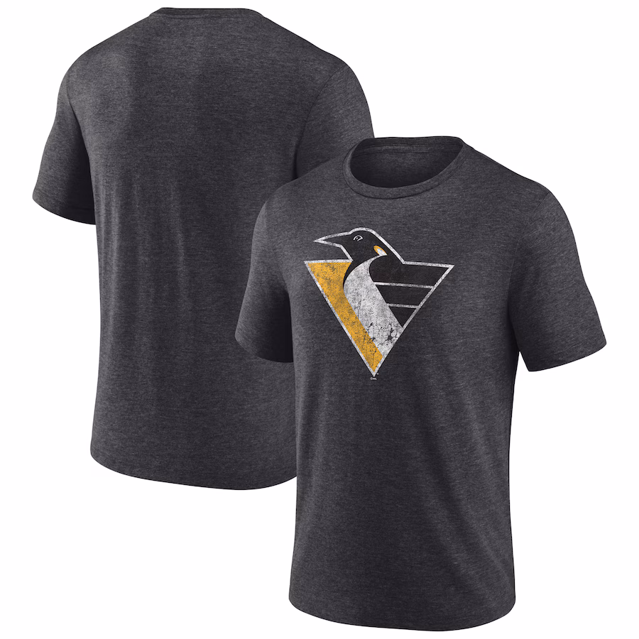 Men's Pittsburgh Penguins Charcoal Wraparound Tri-Blend T-Shirt - Ujersey Shop