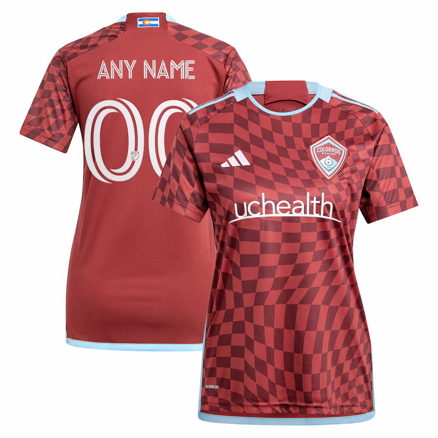 Women's Colorado Rapids  adidas Burgundy 2024 One Flag Kit Replica Custom Jersey - Ujersey Shop