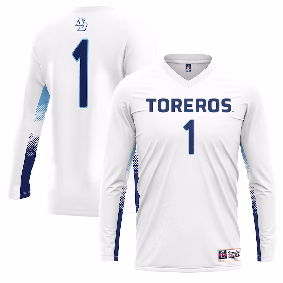 #1 San Diego Toreros GameDay Greats Youth Lightweight Women's Volleyball Jersey - White - Ujersey Shop