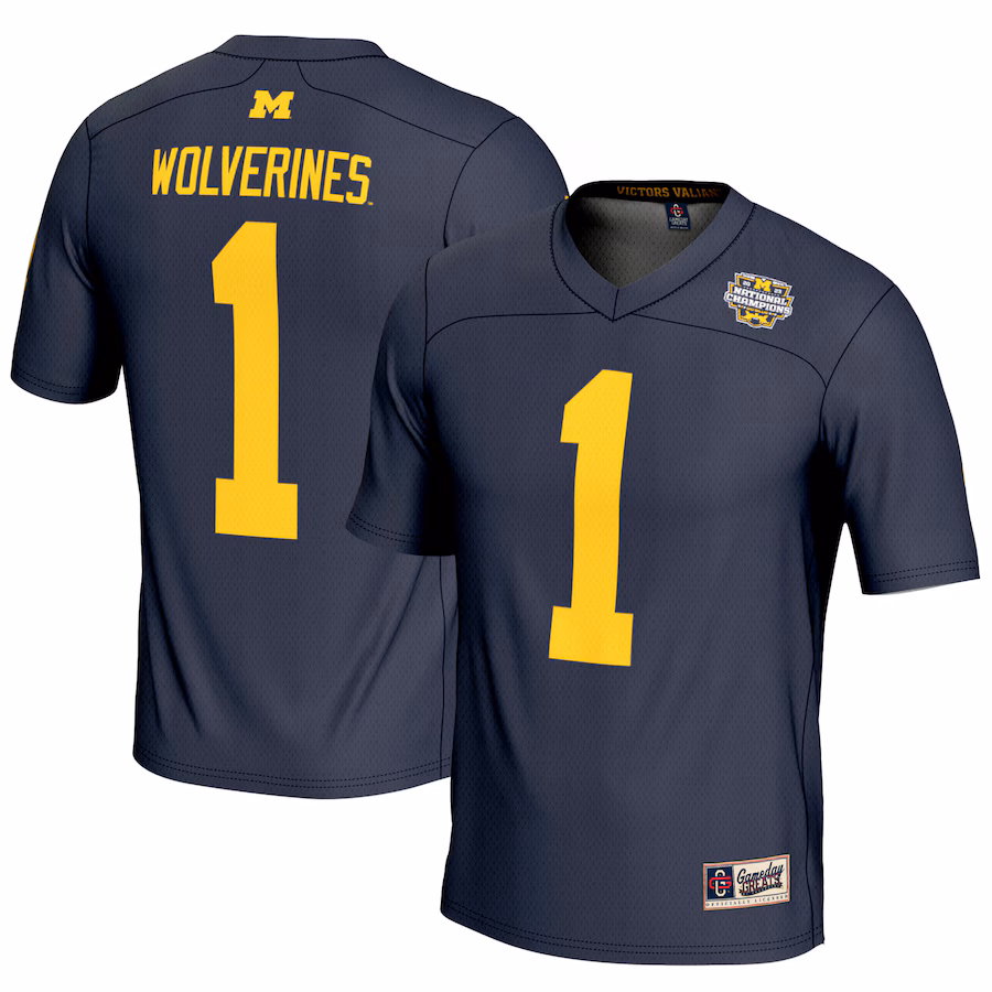 Youth GameDay Greats #1 Navy Michigan Wolverines College Football Playoff 2023 National Champions Lightweight Fashion Jersey - Ujersey Shop
