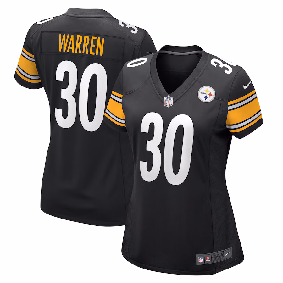 Women's Pittsburgh Steelers Jaylen Warren Nike Black Game Player Jersey - Ujersey Shop