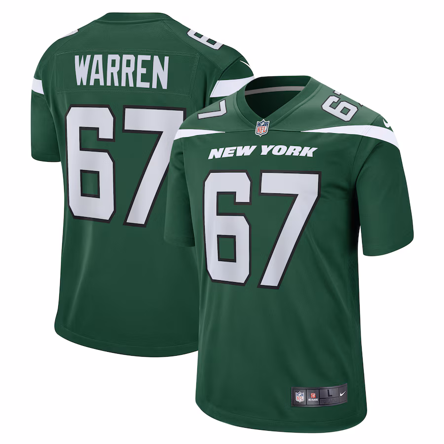 Men's New York Jets Carter Warren Nike Gotham Green  Game Jersey - Ujersey Shop