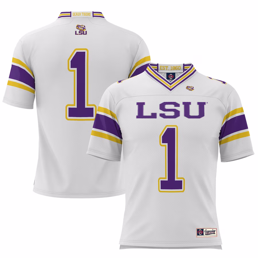 #1 LSU Tigers GameDay Greats Youth Football Jersey – White - Ujersey Shop