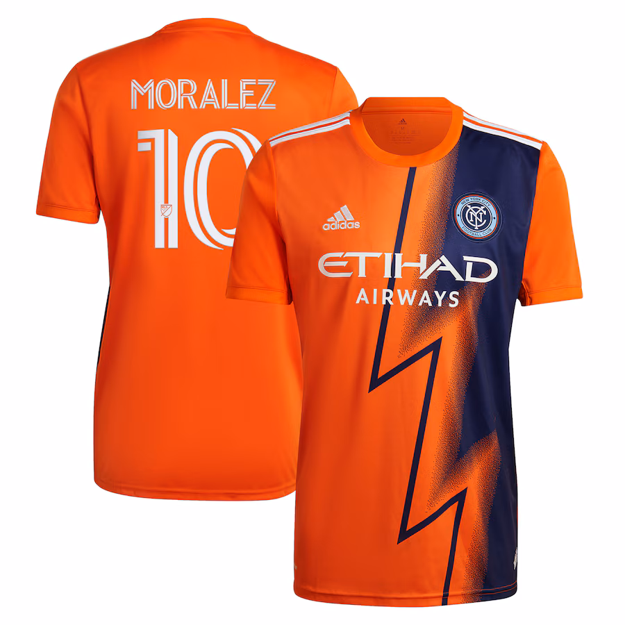 Men's New York City FC Maximiliano Moralez adidas Orange 2022 The Volt Kit Replica Player Jersey - Ujersey Shop