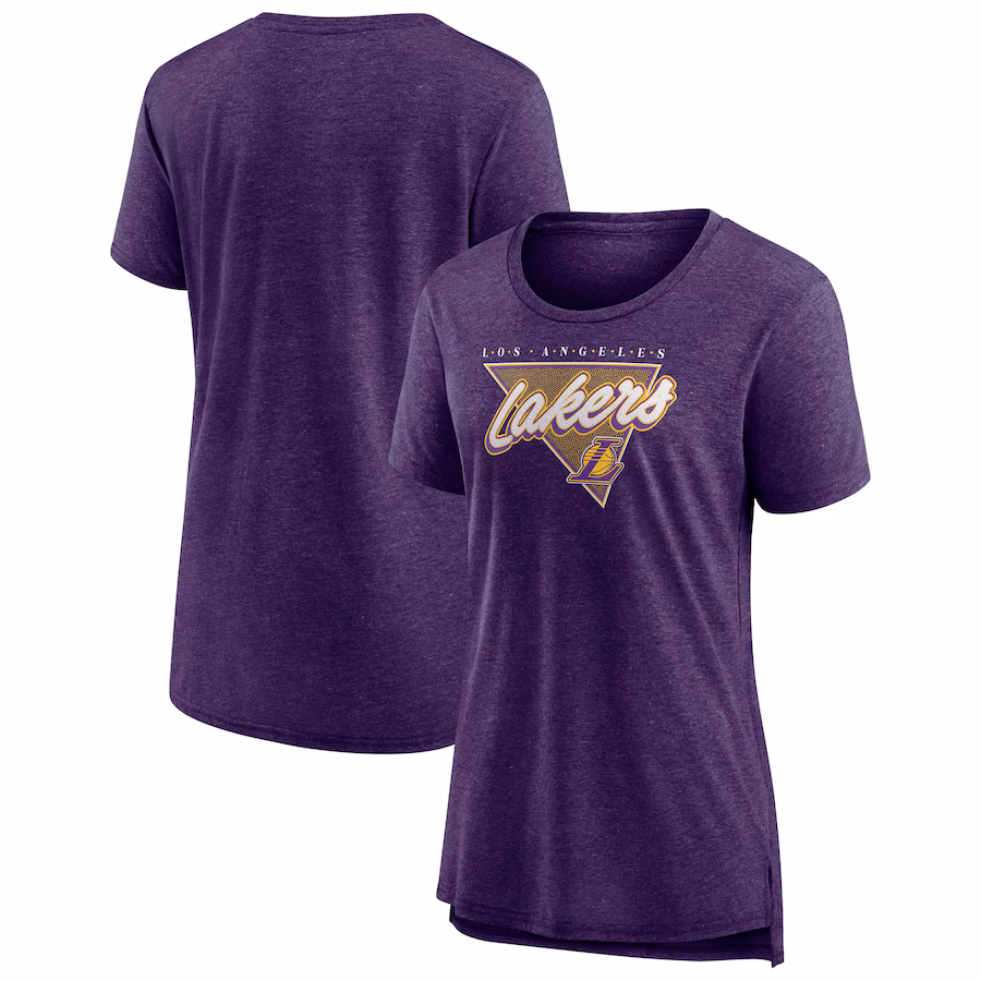 Women's Los Angeles Lakers Fanatics Heathered Purple True Classics Tri-Blend T-Shirt - Ujersey Shop