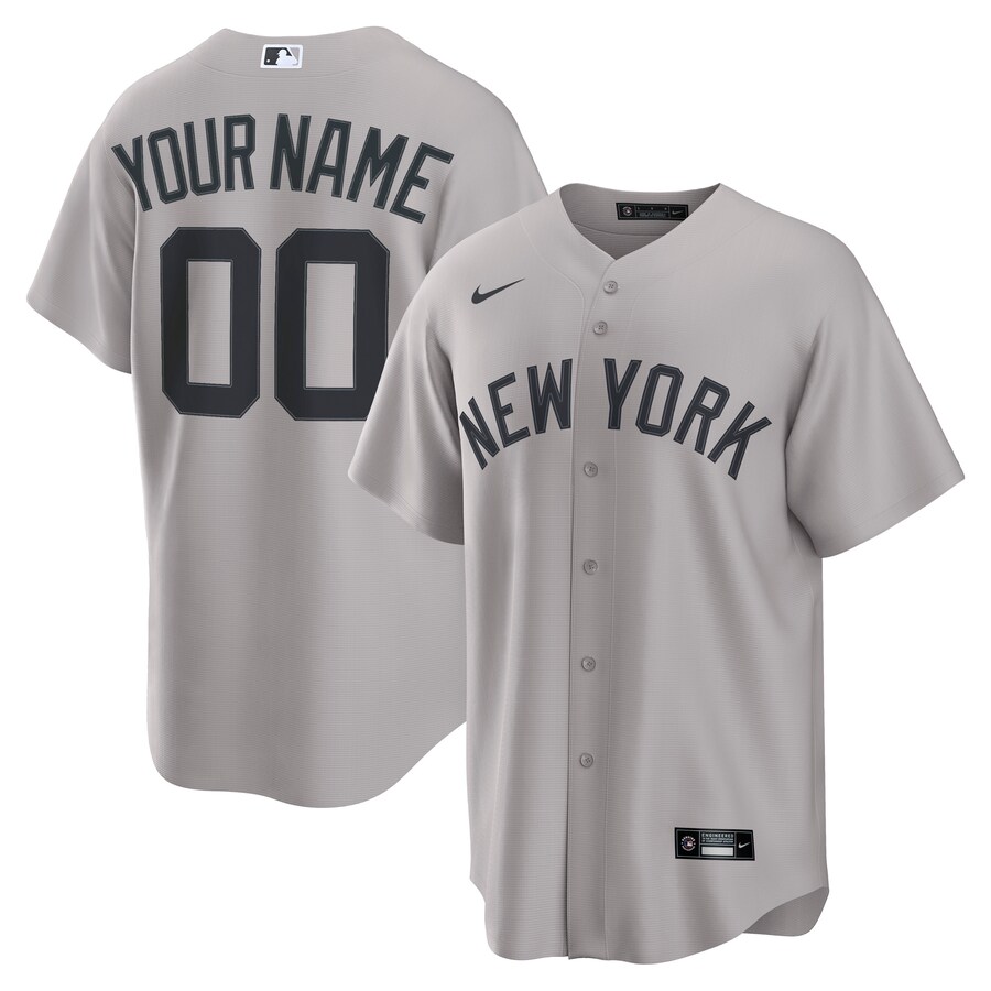 Men's New York Yankees Nike Gray Away Custom Replica 2.0 Jersey - Ujersey Shop