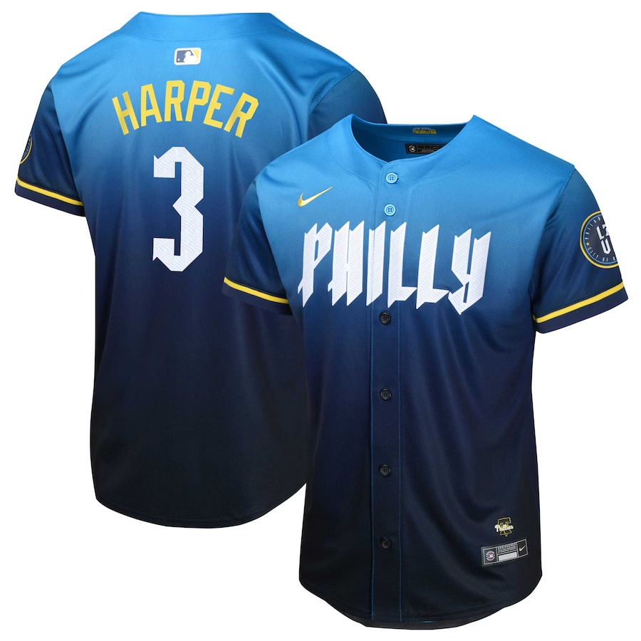 Youth Philadelphia Phillies Bryce Harper Nike Blue 2024 City Connect Limited Player Jersey - Ujersey Shop