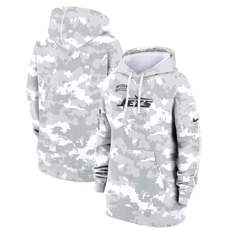 Women's New York Jets Nike Arctic Camo 2024 Salute To Service Club Fleece Pullover Hoodie - Ujersey Shop