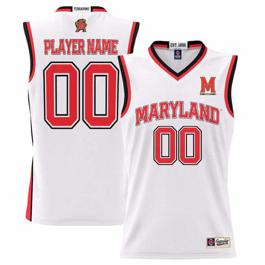 Maryland Terrapins GameDay Greats Men's NIL Pick-A-Player Lightweight Basketball Jersey - White - Ujersey Shop