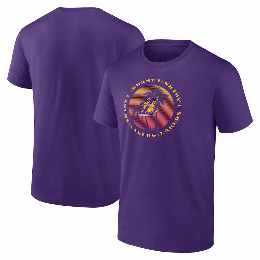 Men's Los Angeles Lakers Purple Announcer T-Shirt - Ujersey Shop