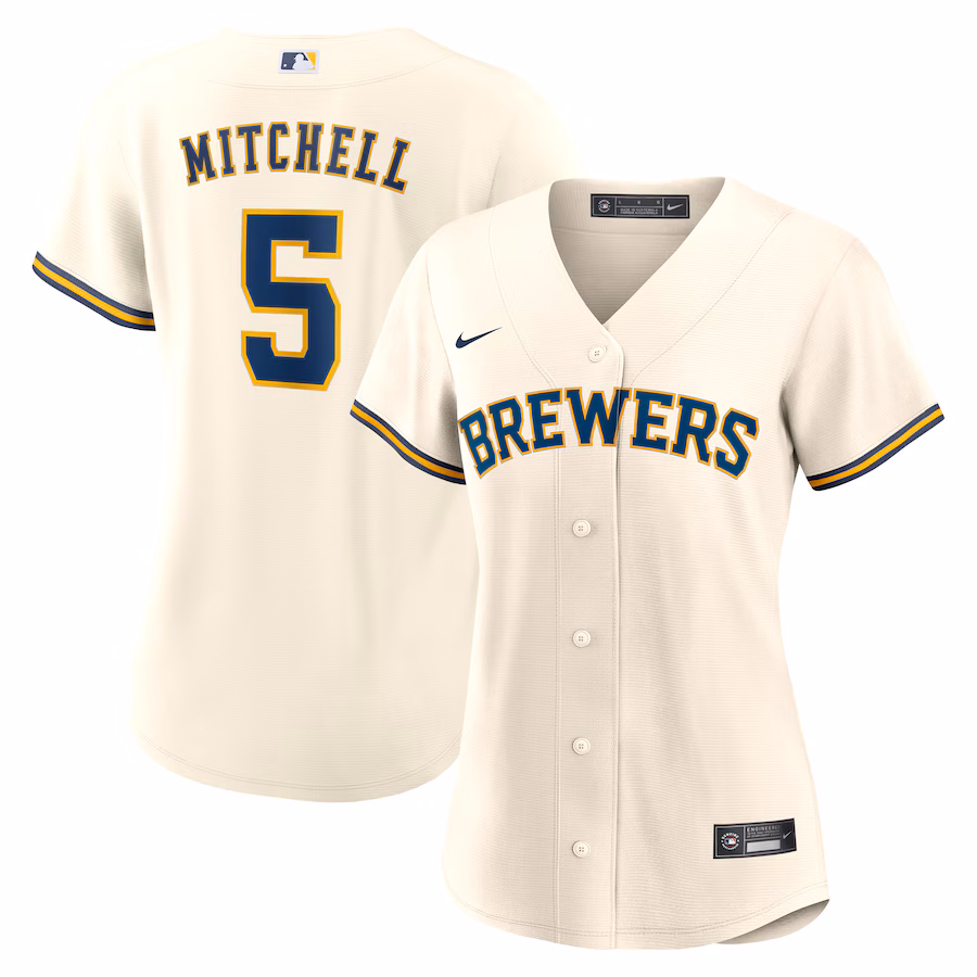 Women's Milwaukee Brewers Garrett Mitchell Nike White Home Replica Jersey - Ujersey Shop