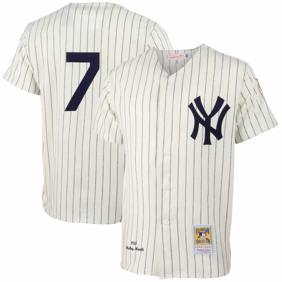 Men's New York Yankees Mickey Mantle Mitchell & Ness Cream 1951 Cooperstown Collection Authentic Jersey - Ujersey Shop