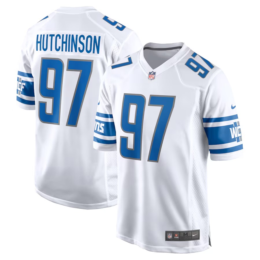 Men's Detroit Lions Aidan Hutchinson Nike White Player Game Jersey - Ujersey Shop