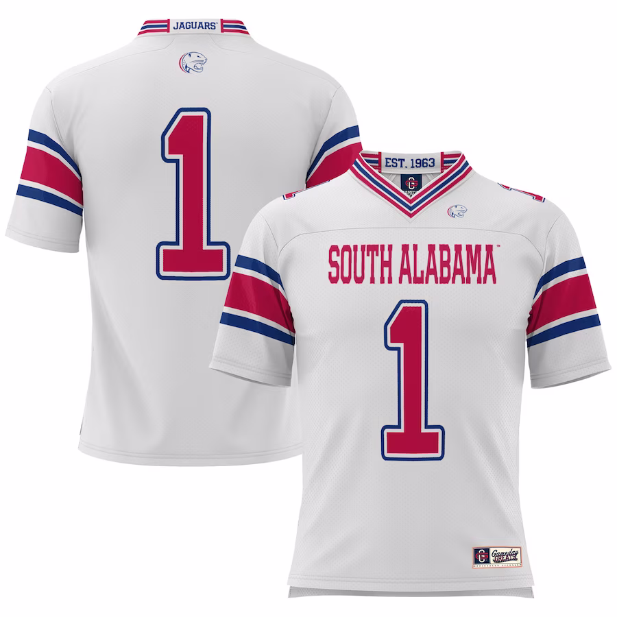 #1 South Alabama Jaguars GameDay Greats Football Jersey - White - Ujersey Shop