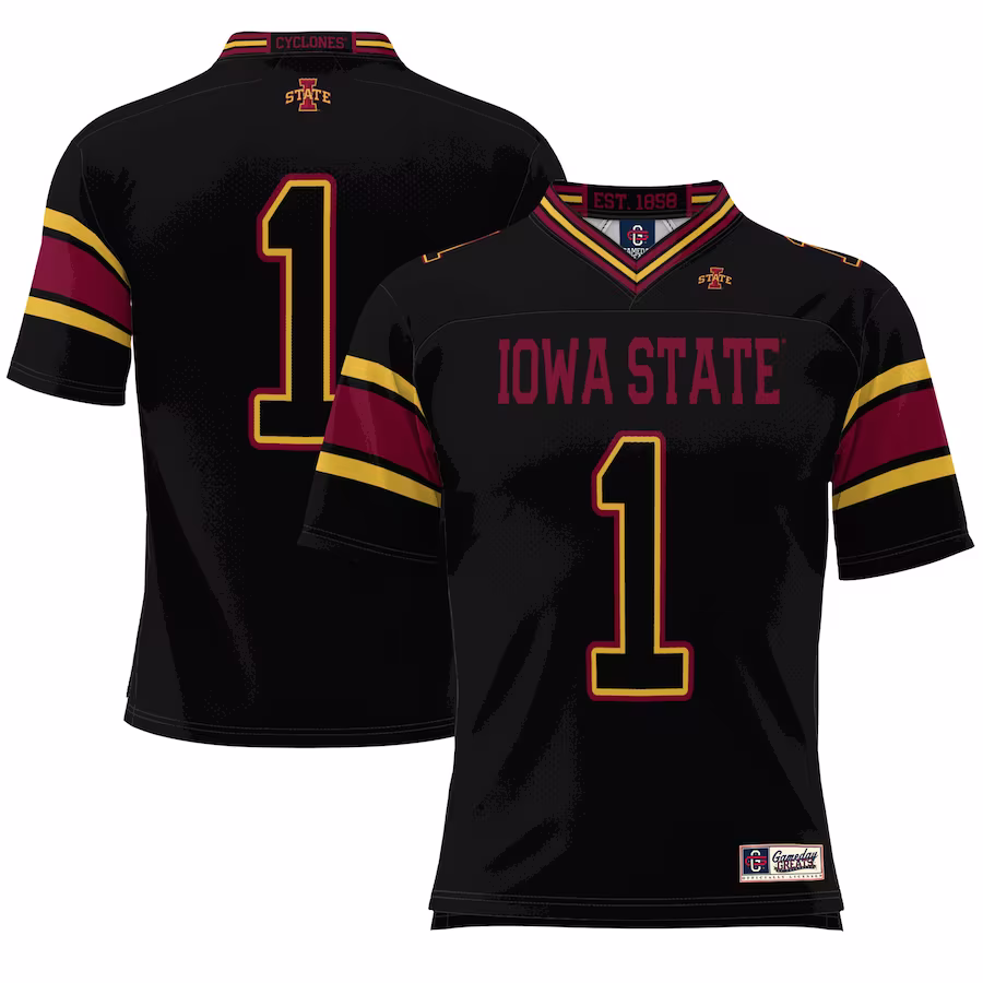 #1 Iowa State Cyclones GameDay Greats Youth Endzone Football Jersey - Black - Ujersey Shop