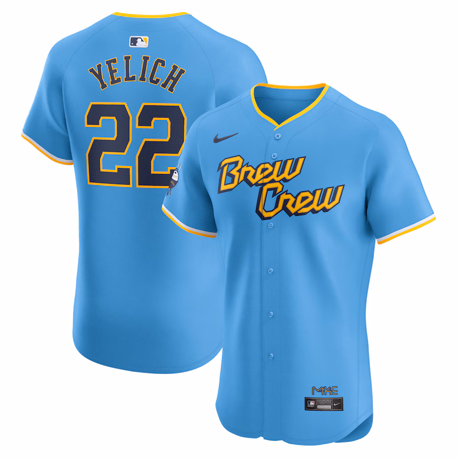 Men's Milwaukee Brewers Christian Yelich Nike Powder Blue City Connect Elite Player Jersey - Ujersey Shop