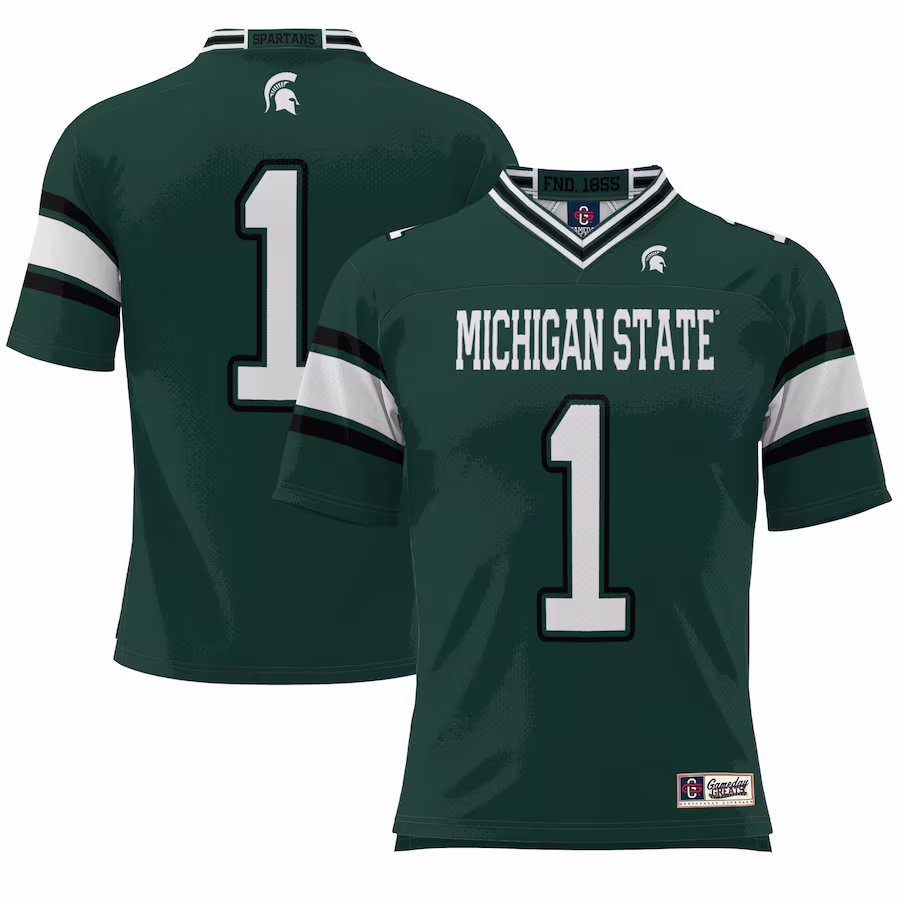 #1 Michigan State Spartans GameDay Greats Endzone Football Jersey - Green - Ujersey Shop