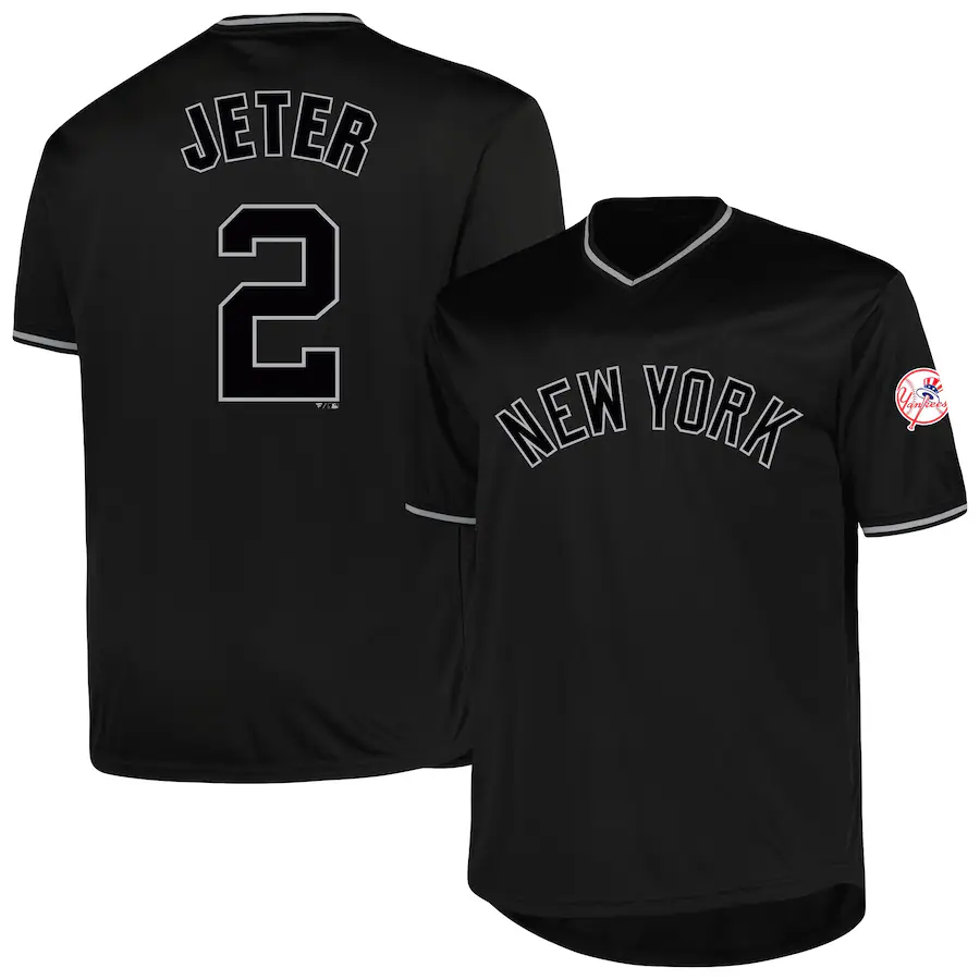 Men's New York Yankees Derek Jeter Profile Black Big & Tall Pop Fashion Player Jersey - Ujersey Shop