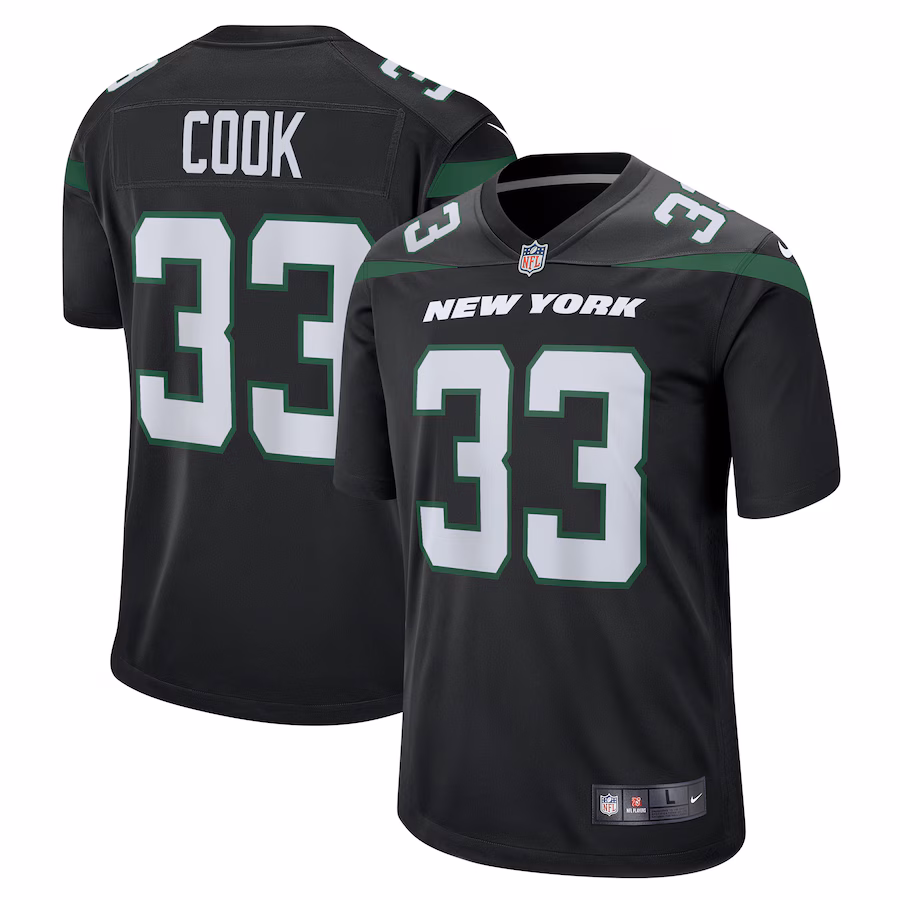Men's New York Jets Dalvin Cook Nike Stealth Black Alternate Game Player Jersey - Ujersey Shop