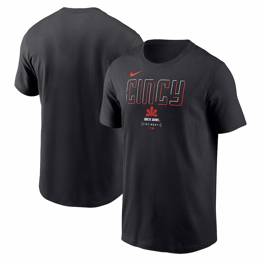 Men's Cincinnati Reds Nike Black City Connect Large Logo T-Shirt - Ujersey Shop
