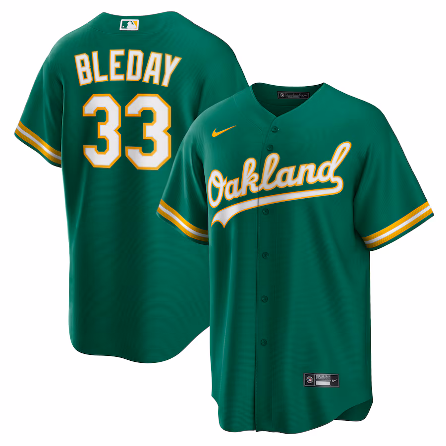 Men's Oakland Athletics JJ Bleday Nike Kelly Green Alternate Replica Jersey - Ujersey Shop