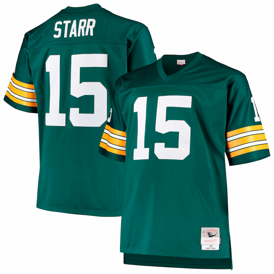 Men's Green Bay Packers Bart Starr Mitchell & Ness Green Big & Tall 1968 Retired Player Replica Jersey - Ujersey Shop
