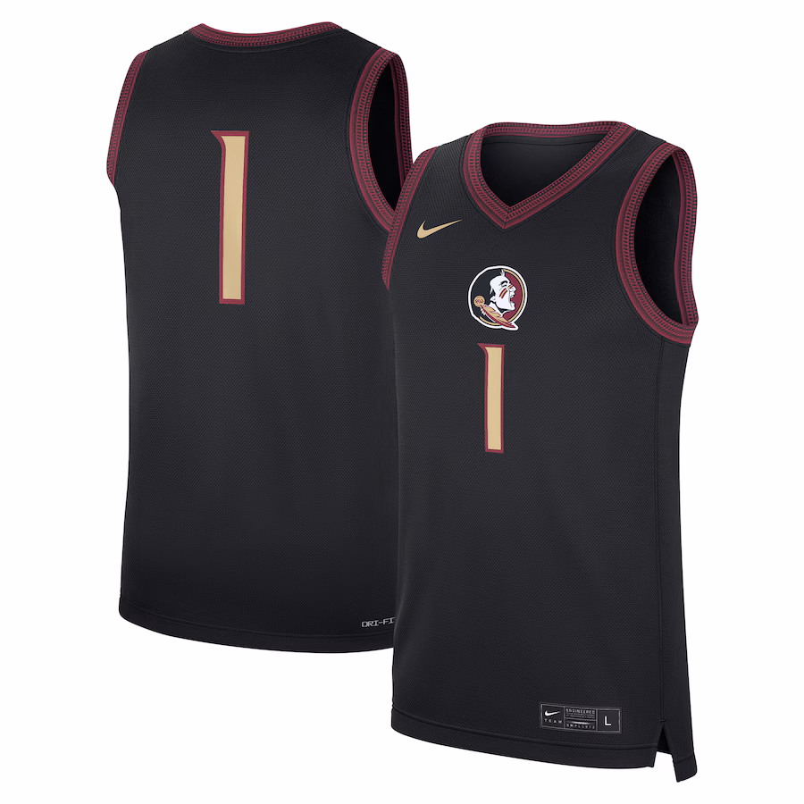 Men's Nike #1 Black Florida State Seminoles Alternate Replica Jersey - Ujersey Shop
