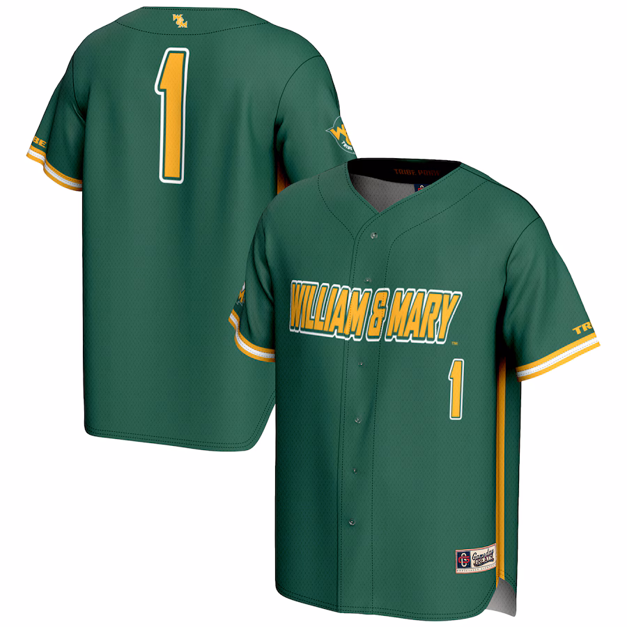 Men's GameDay Greats #1 Green William & Mary Tribe Lightweight Baseball Fashion Jersey - Ujersey Shop