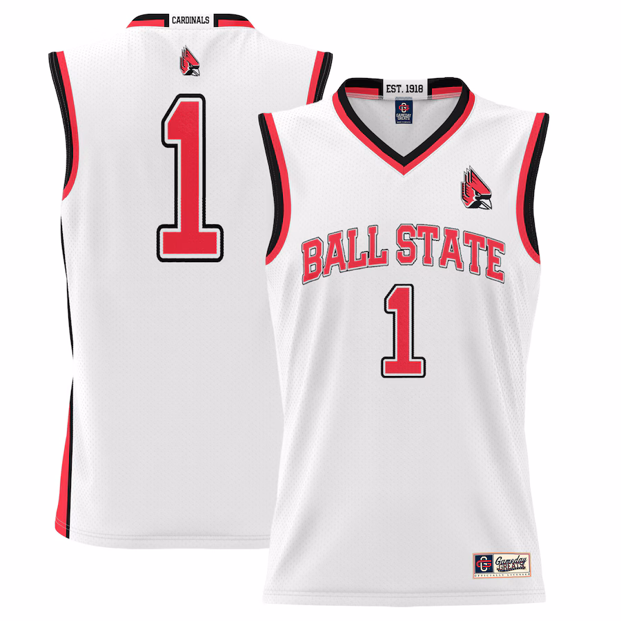 Men's GameDay Greats #1  White Ball State Cardinals  Lightweight Basketball Jersey - Ujersey Shop
