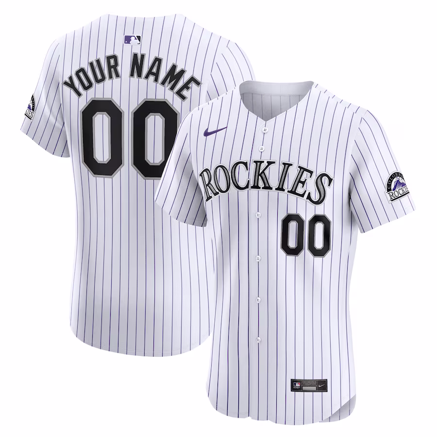 Men's Colorado Rockies Nike White Home Elite Custom Jersey - Ujersey Shop