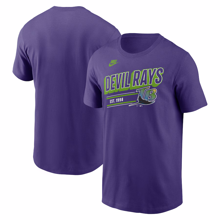 Men's Tampa Bay Rays Nike Purple Cooperstown Collection Retro T-Shirt - Ujersey Shop