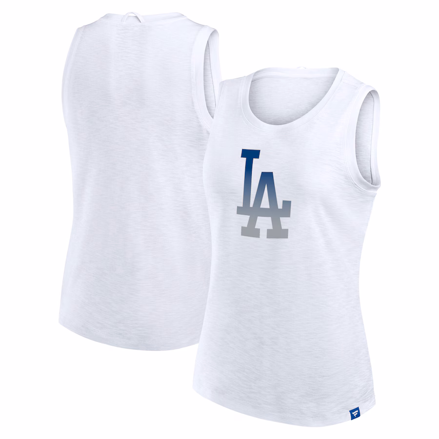 Women's Los Angeles Dodgers Fanatics White Activate Slub Tank Top - Ujersey Shop