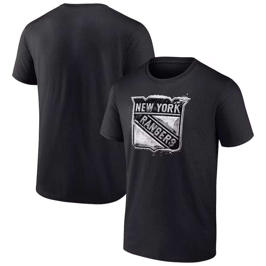 Men's New York Rangers Black Iced Out T-Shirt - Ujersey Shop