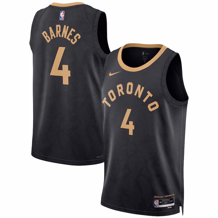 Unisex Toronto Raptors Scottie Barnes Nike Black 2022/23 Swingman Jersey - City Edition - Ujersey Shop